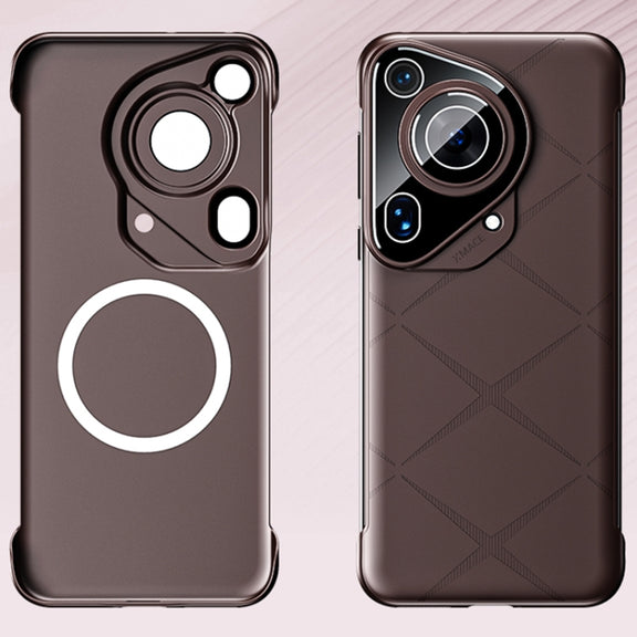 For Huawei Pura 70 Pro Borderless Upshrink Camera Protection Magnetic Phone Case(Brown)