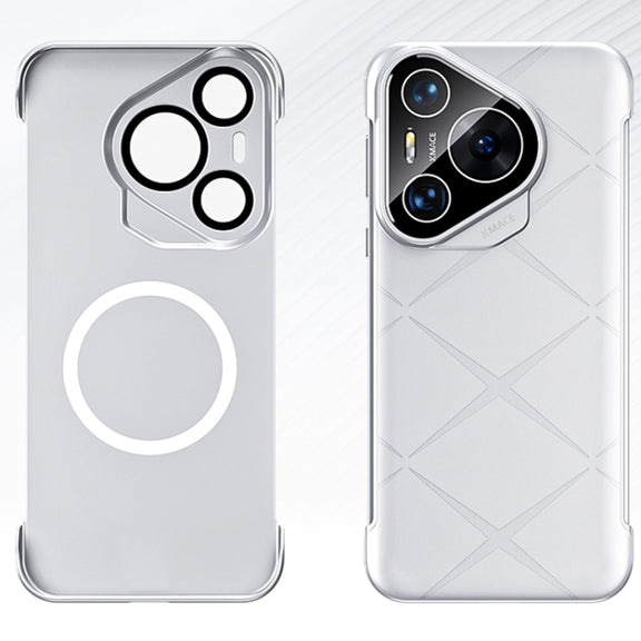 For Huawei Pura 70 Borderless Upshrink Camera Protection Magnetic Phone Case(Silver)
