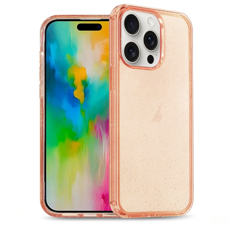 For iPhone 16 Pro Glitter Powder TPU Hybrid PC Phone Case(Orange)