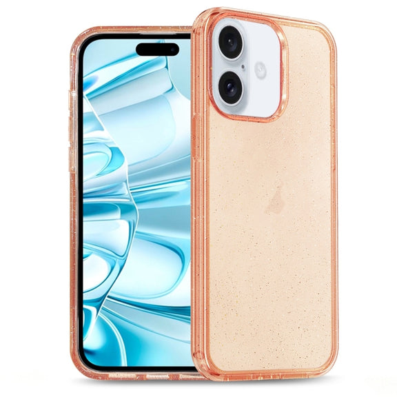 For iPhone 16 Glitter Powder TPU Hybrid PC Phone Case(Orange)
