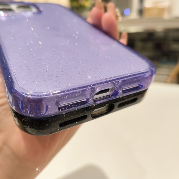 For iPhone 16 Plus Glitter Powder TPU Hybrid PC Phone Case(Black)