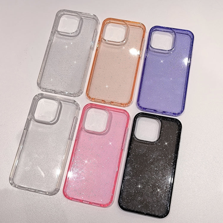 For iPhone 16 Plus Glitter Powder TPU Hybrid PC Phone Case(Black)