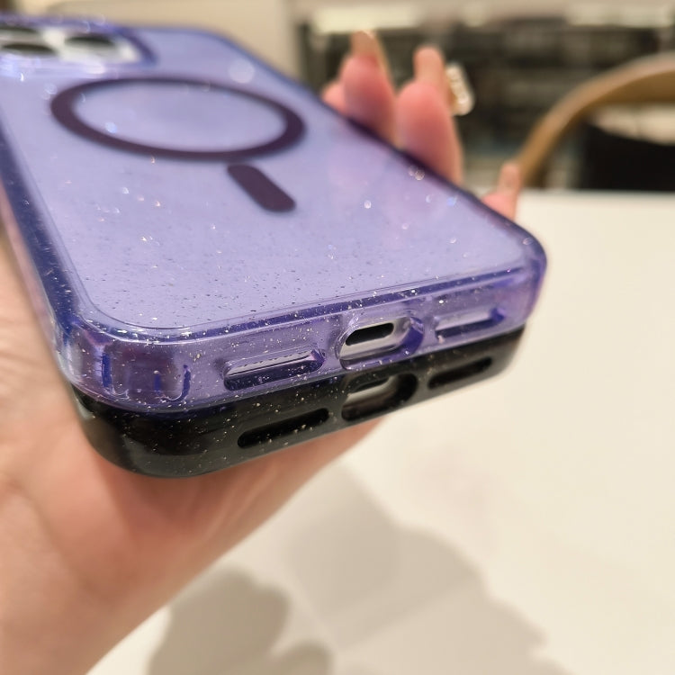 For iPhone 16 Glitter Powder TPU Hybrid PC MagSafe Phone Case(Orange)