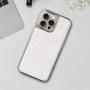 For iPhone 16 Electroplated Side PU Hybrid TPU MagSafe Phone Case(White)