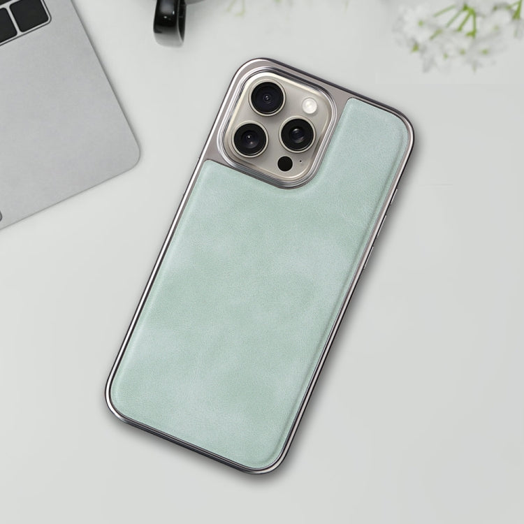 For iPhone 16 Pro Electroplated Side PU Hybrid TPU MagSafe Phone Case(Green)