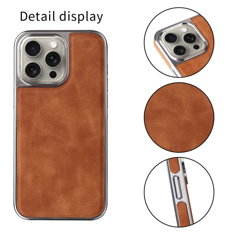 For iPhone 16 Electroplated Side PU Hybrid TPU MagSafe Phone Case(White)
