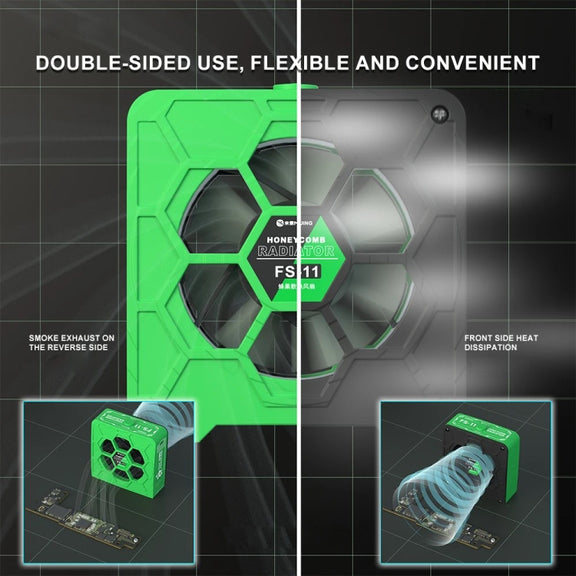 Mijing FS-11 Cooling + UV Curing + Smoke Extraction Honeycomb Radiating Fan(Green)