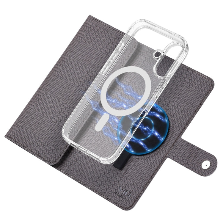 For iPhone 16 Plus ViLi GHA-C Series RFID MagSafe Magnetic Flip Leather Phone Case(Grey)