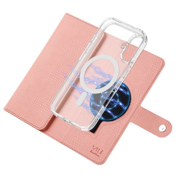 For iPhone 16 Plus ViLi GHA-C Series RFID MagSafe Magnetic Flip Leather Phone Case(Pink)