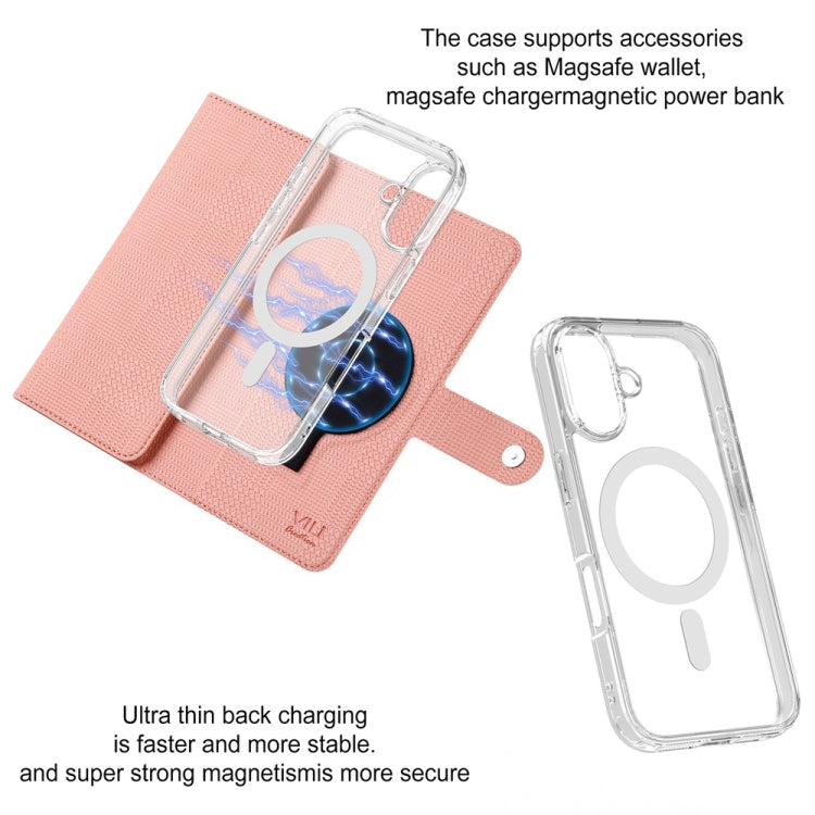 For iPhone 16 Plus ViLi GHA-C Series RFID MagSafe Magnetic Flip Leather Phone Case(Pink)