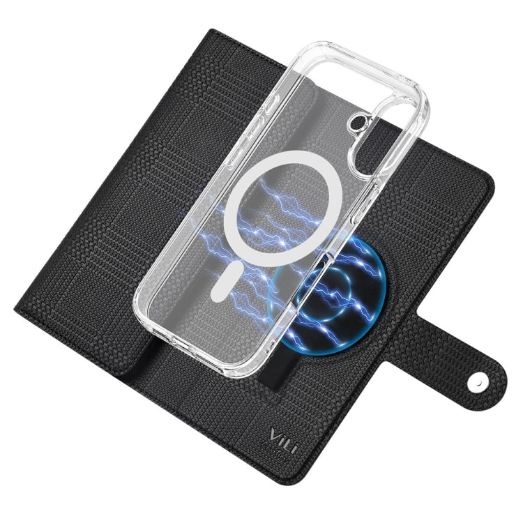 For iPhone 16 Plus ViLi GHA-C Series RFID MagSafe Magnetic Flip Leather Phone Case(Black)