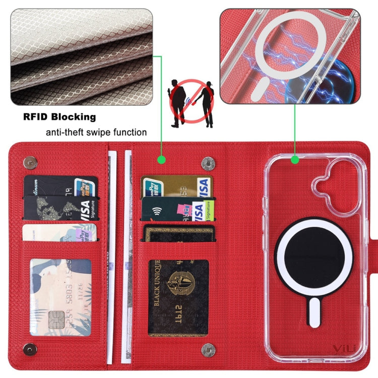 For iPhone 14 Plus ViLi GHA-C Series RFID MagSafe Magnetic Flip Leather Phone Case(Red)