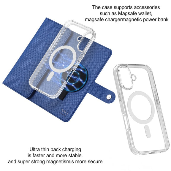 For iPhone 14 Plus ViLi GHA-C Series RFID MagSafe Magnetic Flip Leather Phone Case(Blue)