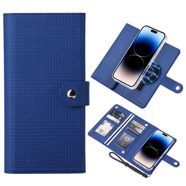 For iPhone 14 Pro Max ViLi GHA-C Series RFID MagSafe Magnetic Flip Leather Phone Case(Blue)