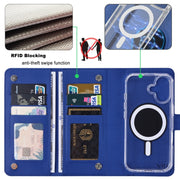 For iPhone 13 ViLi GHA-C Series RFID MagSafe Magnetic Flip Leather Phone Case(Blue)