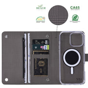 For iPhone 16 Plus ViLi GHB-C Series RFID MagSafe Magnetic Flip Leather Phone Case(Grey)