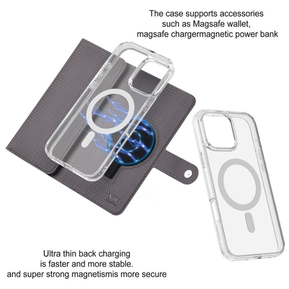 For iPhone 16 Plus ViLi GHB-C Series RFID MagSafe Magnetic Flip Leather Phone Case(Grey)
