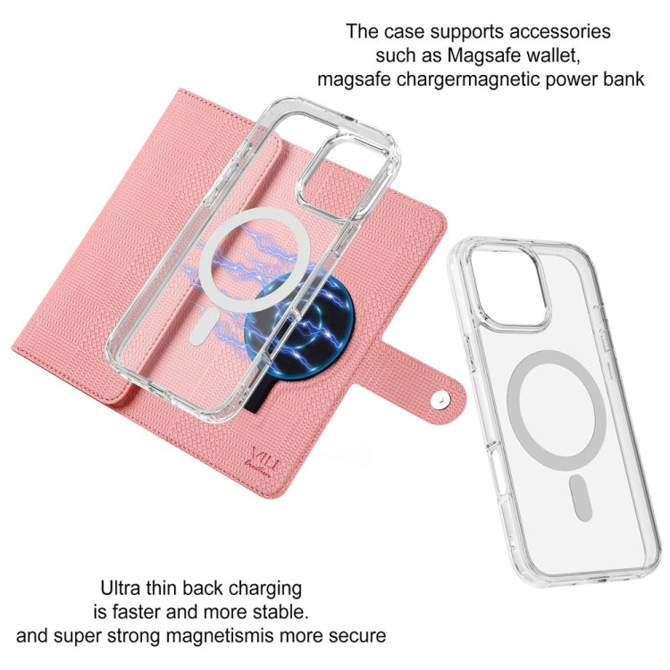 For iPhone 16 Plus ViLi GHB-C Series RFID MagSafe Magnetic Flip Leather Phone Case(Pink)