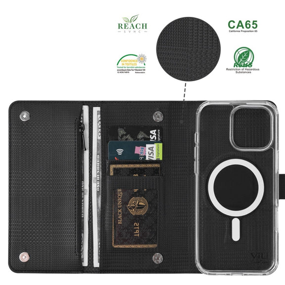 For iPhone 16 Plus ViLi GHB-C Series RFID MagSafe Magnetic Flip Leather Phone Case(Black)