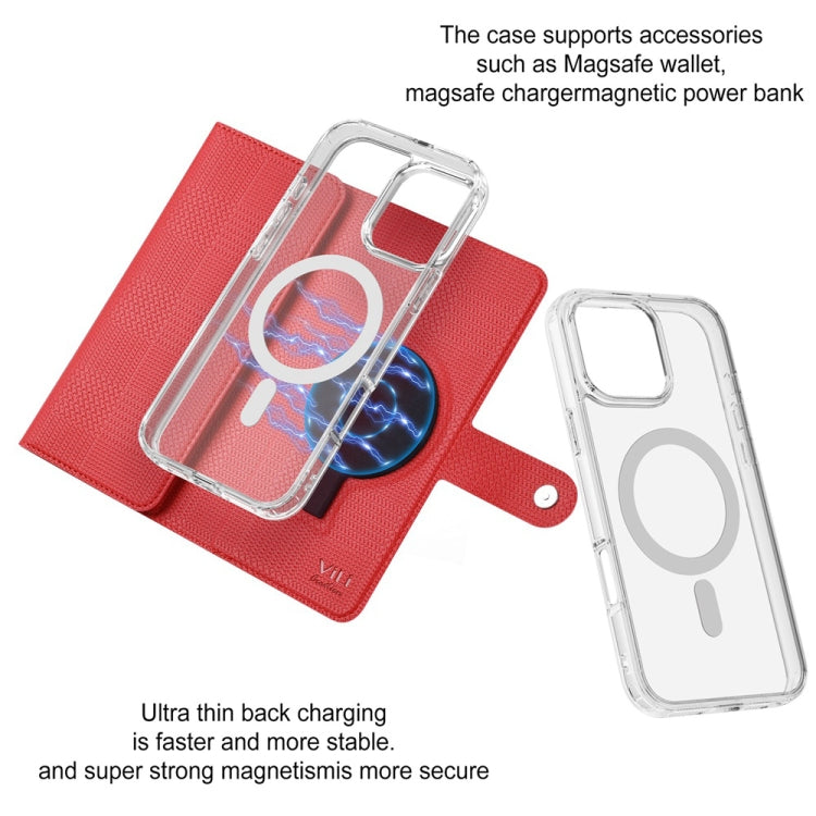 For iPhone 16 Plus ViLi GHB-C Series RFID MagSafe Magnetic Flip Leather Phone Case(Red)