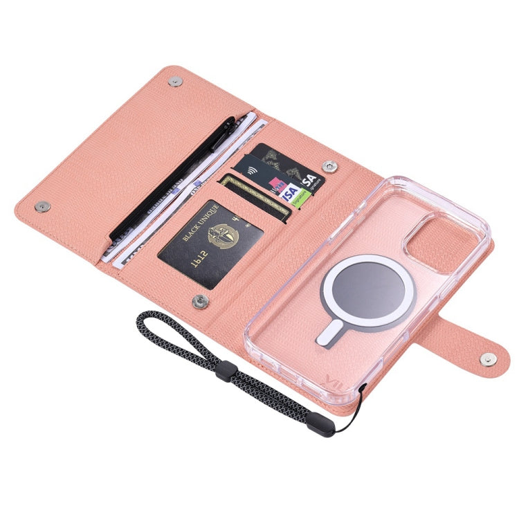 For iPhone 16 Pro Max ViLi GHB-C Series RFID MagSafe Magnetic Flip Leather Phone Case(Pink)