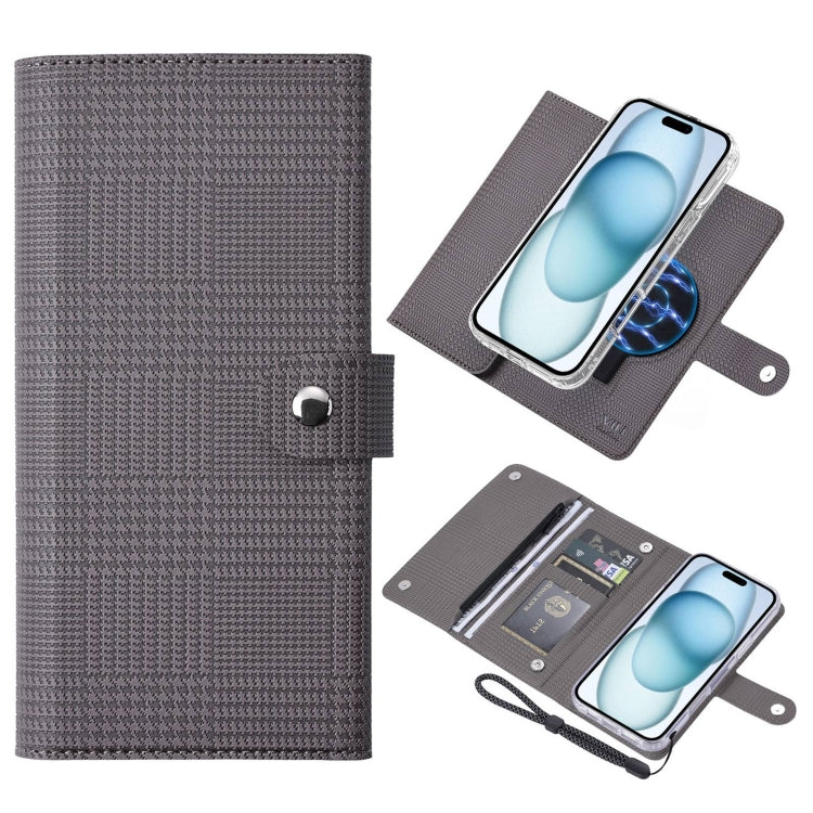 For iPhone 15 Plus ViLi GHB-C Series RFID MagSafe Magnetic Flip Leather Phone Case(Grey)