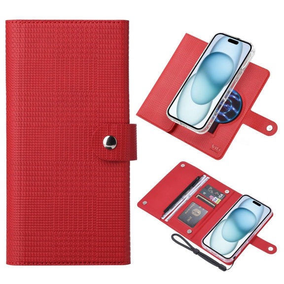 For iPhone 15 Plus ViLi GHB-C Series RFID MagSafe Magnetic Flip Leather Phone Case(Red)