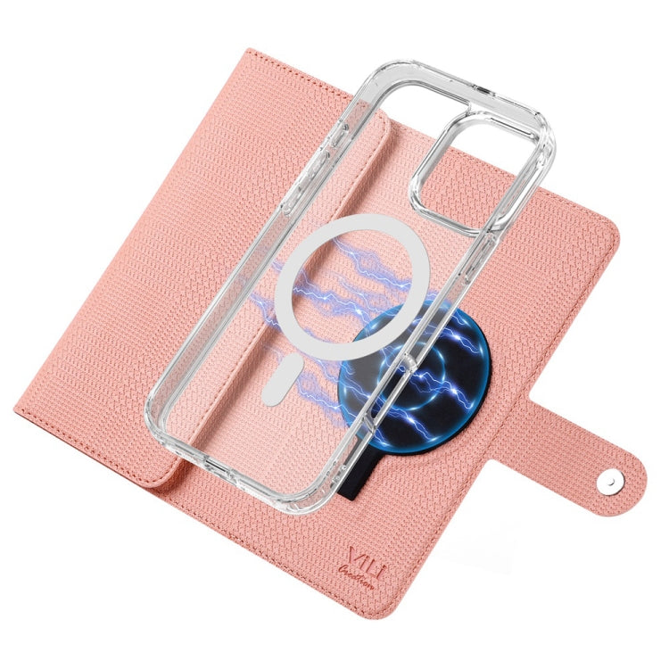 For iPhone 14 Plus ViLi GHB-C Series RFID MagSafe Magnetic Flip Leather Phone Case(Pink)