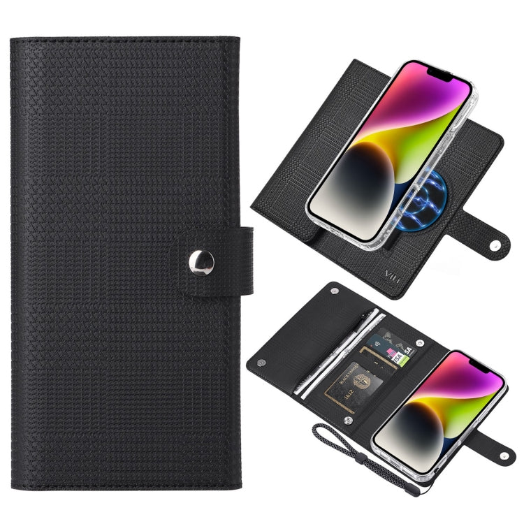 For iPhone 14 Plus ViLi GHB-C Series RFID MagSafe Magnetic Flip Leather Phone Case(Black)