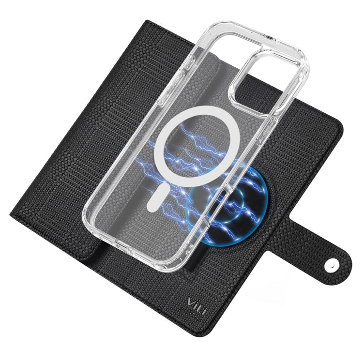 For iPhone 14 Plus ViLi GHB-C Series RFID MagSafe Magnetic Flip Leather Phone Case(Black)