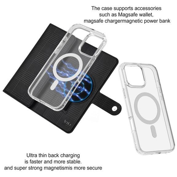 For iPhone 14 Plus ViLi GHB-C Series RFID MagSafe Magnetic Flip Leather Phone Case(Black)