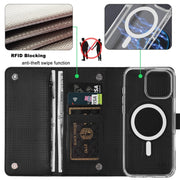 For iPhone 14 Plus ViLi GHB-C Series RFID MagSafe Magnetic Flip Leather Phone Case(Black)