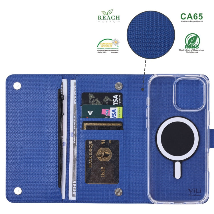 For iPhone 14 Plus ViLi GHB-C Series RFID MagSafe Magnetic Flip Leather Phone Case(Blue)