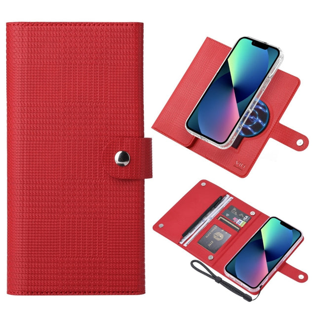 For iPhone 13 ViLi GHB-C Series RFID MagSafe Magnetic Flip Leather Phone Case(Red)
