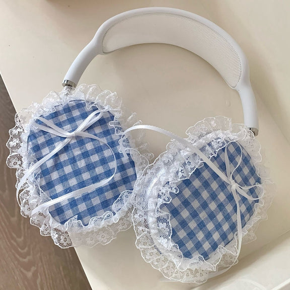 For Apple AirPods Max Headphones Lattice Lace Protective Case(Blue)
