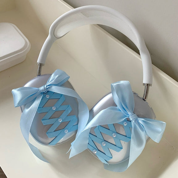 For Apple AirPods Max Headphones Ribbon Transparent Protective Case(Blue)