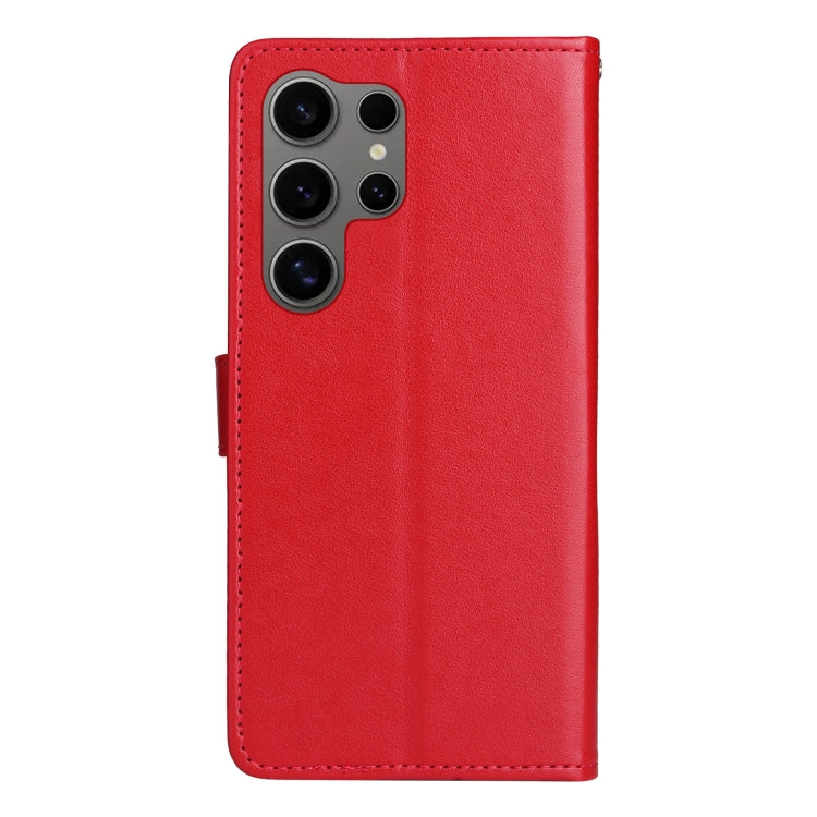 For Samsung Galaxy S25 Ultra 5G Cat and Bee Embossed Flip Leather Phone Case(Red)