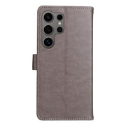 For Samsung Galaxy S25 Ultra 5G Cat and Bee Embossed Flip Leather Phone Case(Grey)