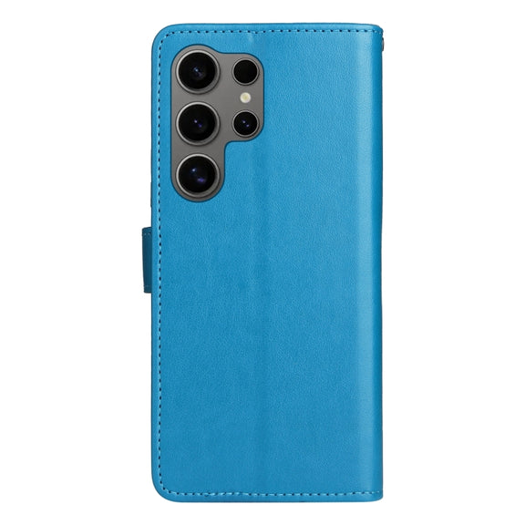 For Samsung Galaxy S25 Ultra 5G Cat and Bee Embossed Flip Leather Phone Case(Blue)