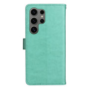 For Samsung Galaxy S25 Ultra 5G Cat and Bee Embossed Flip Leather Phone Case(Green)