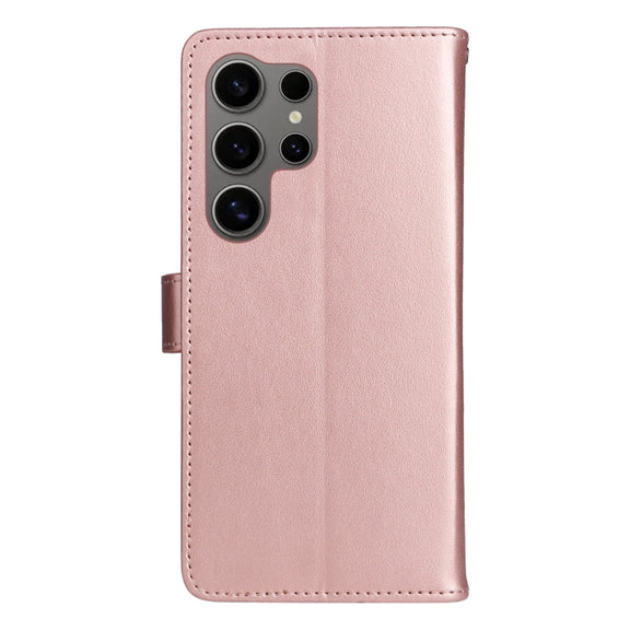 For Samsung Galaxy S25 Ultra 5G Cat and Bee Embossed Flip Leather Phone Case(Rose Gold)