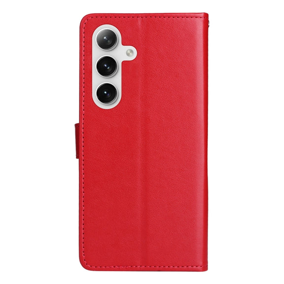 For Samsung Galaxy S25 / S24 5G Cat and Bee Embossed Flip Leather Phone Case(Red)