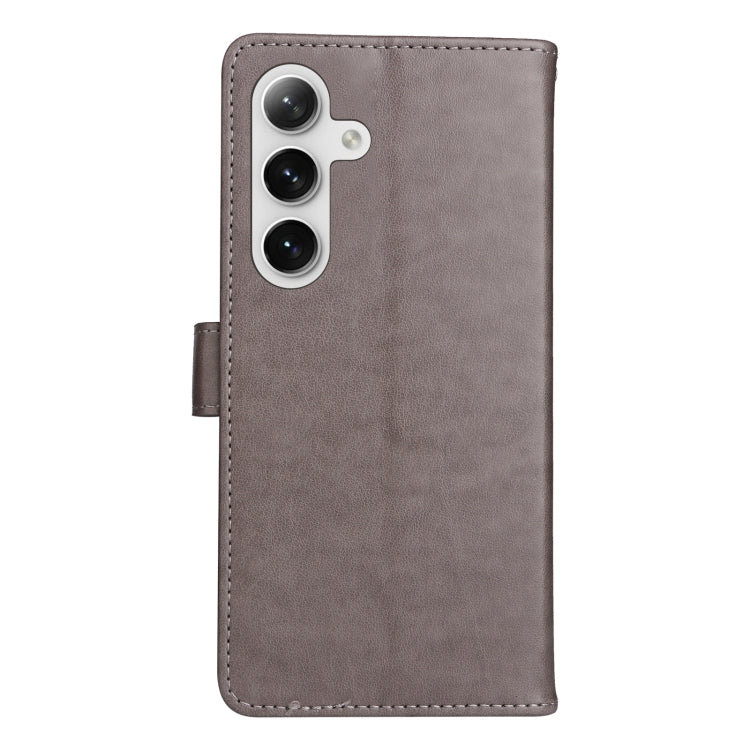 For Samsung Galaxy S25 / S24 5G Cat and Bee Embossed Flip Leather Phone Case(Grey)