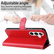 For Samsung Galaxy S25+ / S24+ 5G Cat and Bee Embossed Flip Leather Phone Case(Red)