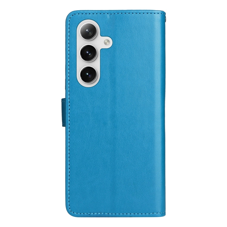 For Samsung Galaxy S25+ / S24+ 5G Cat and Bee Embossed Flip Leather Phone Case(Blue)