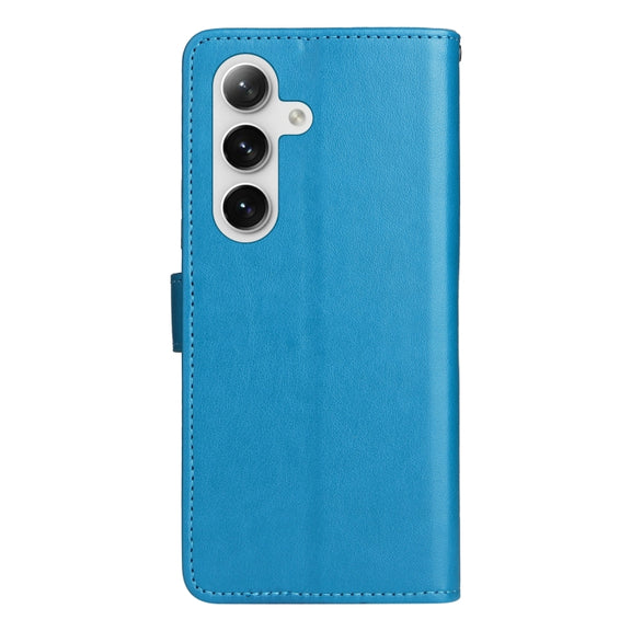 For Samsung Galaxy S25+ / S24+ 5G Cat and Bee Embossed Flip Leather Phone Case(Blue)