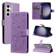 For Samsung Galaxy S25+ / S24+ 5G Cat and Bee Embossed Flip Leather Phone Case(Purple) - Galaxy S25+ 5G Cases by PMC Jewellery | Online Shopping South Africa | PMC Jewellery | Buy Now Pay Later Mobicred