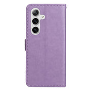 For Samsung Galaxy S25+ / S24+ 5G Cat and Bee Embossed Flip Leather Phone Case(Purple)