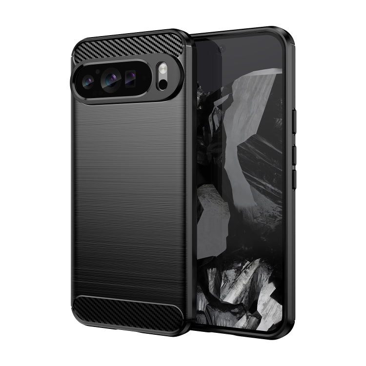 For Google Pixel 9 Pro XL Brushed Texture Carbon Fiber TPU Phone Case(Black)