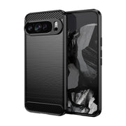 For Google Pixel 9 Pro XL Brushed Texture Carbon Fiber TPU Phone Case(Black)